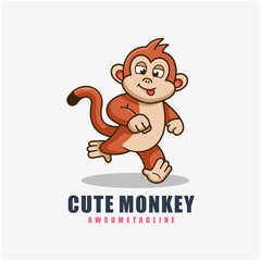 cute monkey character mascot design