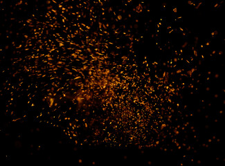 fire flame with sparks on black background