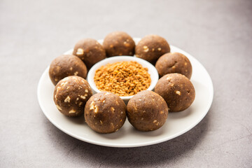 Fenugreek or methi ke Laddu, laddo or laddoo or sweet mithai balls for boosting immunity in winters