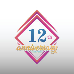 12 years anniversary celebration logotype. 12th anniversary logo collection. Set of anniversary design template. Vector and illustration.