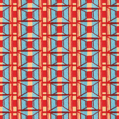 Watercolor checkered ethnic seamless pattern
