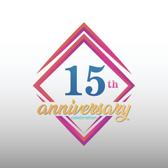 15 years anniversary celebration logotype. 15th anniversary logo collection. Set of anniversary design template. Vector and illustration.