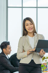 Close up shot of beautiful and attractive Asian businesswoman.