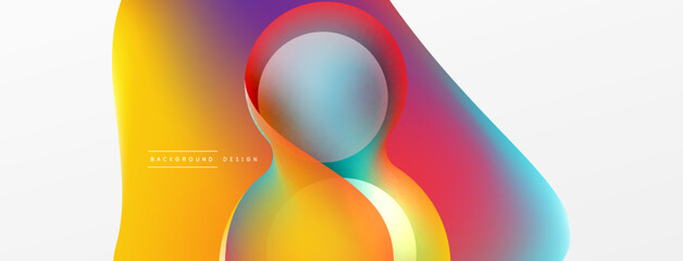 Fluid abstract background. Liquid color gradients composition. Round shapes and circle flowing design for wallpaper, banner, background or landing