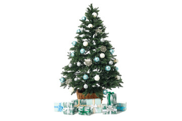 Beautiful Christmas tree, isolated on white background