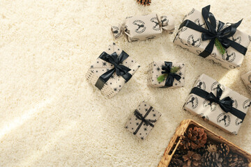 Concept of Christmas and Happy New Year, Christmas tree, space for text