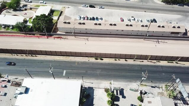 View of a drone crossing over the USA-Mexico border