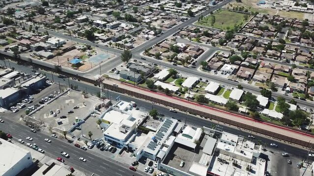 View of a drone flying around the USA-Mexico border