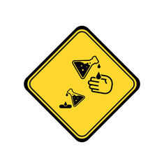 Corrosive chemical agent sign on white background	