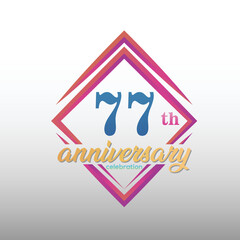 77 years anniversary celebration logotype. 77th anniversary logo collection. Set of anniversary design template. Vector and illustration.