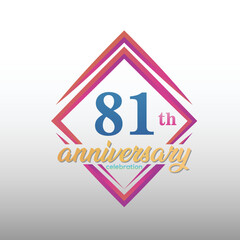 81 years anniversary celebration logotype. 81st anniversary logo collection. Set of anniversary design template. Vector and illustration.