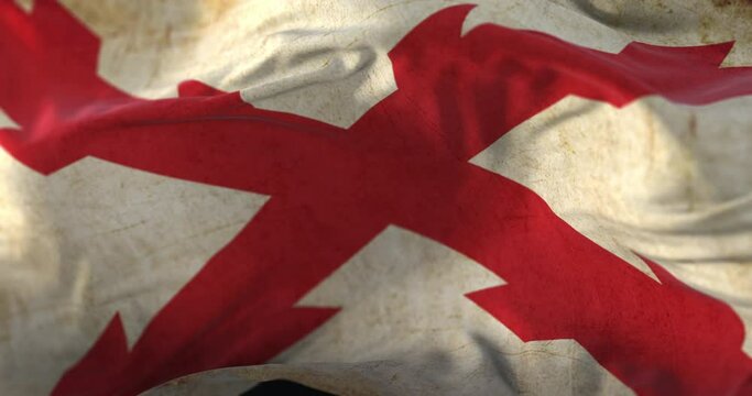 Old historical flag of the Spanish Empire of the Middle Age. Loop