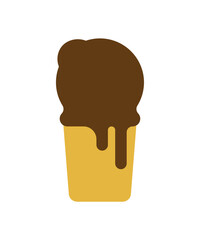 chocolate ice cream in waffle - flat design icon