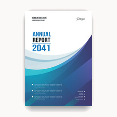 Abstract blue wavy annual report cover design templates
