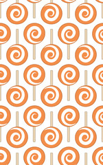 Fototapeta premium Halloween, seamless pattern with candy sweets on stick lollipop.