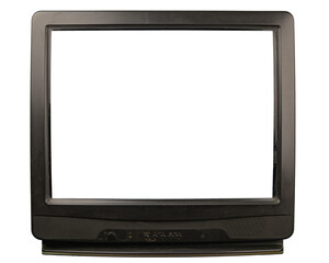 Staryy televizor s elektronno luchevoy trubkoy i knopkami upravleniya na peredney paneli.