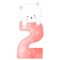 Birthday number with cat