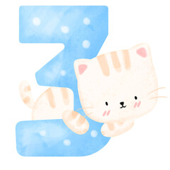 Birthday number with cat