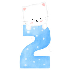 Birthday number with cat