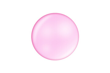 Pink bubble isolated on white background with clipping path. Collagen serum transparent droplet for...