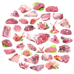 Lamb meat on white background