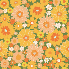retro vector seamless pattern texture vintage 70's and 60's style pink orange great for wallpaper background fabric projects. 