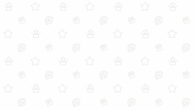 Animated marketing seamless pattern. Sales promotion. Gift with purchase. Offer incentives to customers. Looped icons on on white. 4k video animation with repeated elements for web and mobile