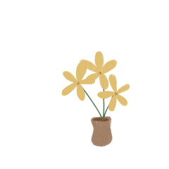 Cute yellow flower on flower pot