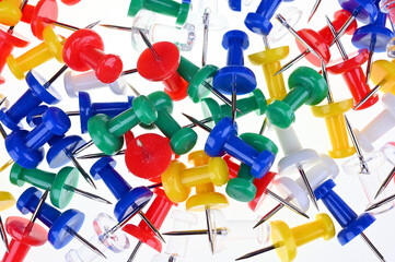 Colorful thumbtacks with easy-to-grip plastic heads