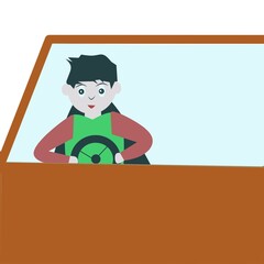 illustration of people driving a car