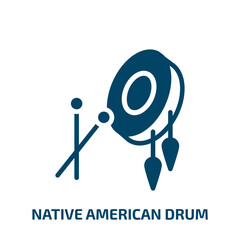 native american drum icon from culture collection. Filled native american drum, drum, american glyph icons isolated on white background. Black vector native american drum sign, symbol for web design