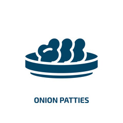 onion patties icon from culture collection. Filled onion patties, onion, food glyph icons isolated on white background. Black vector onion patties sign, symbol for web design and mobile apps