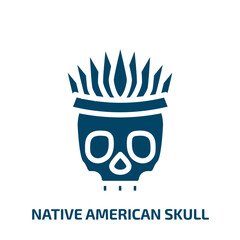 native american skull icon from culture collection. Filled native american skull, indian, american glyph icons isolated on white background. Black vector native american skull sign, symbol for web