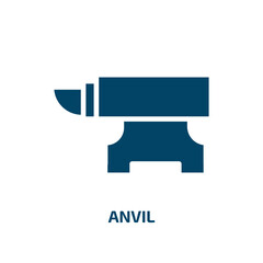 anvil icon from construction tools collection. Filled anvil, hammer, blacksmith glyph icons isolated on white background. Black vector anvil sign, symbol for web design and mobile apps