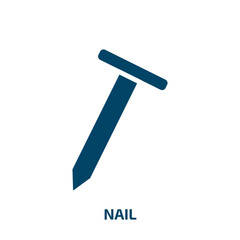 nail icon from construction tools collection. Filled nail, beauty, cosmetic glyph icons isolated on white background. Black vector nail sign, symbol for web design and mobile apps