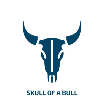 skull of a bull icon from culture collection. Filled skull of a bull, skull, bull glyph icons isolated on white background. Black vector skull of a bull sign, symbol for web design and mobile apps