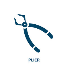 plier icon from construction tools collection. Filled plier, pliers, wrench glyph icons isolated on white background. Black vector plier sign, symbol for web design and mobile apps