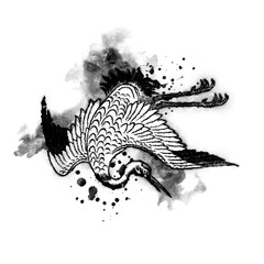 浮世絵　鶴　その7　インクバージョン
