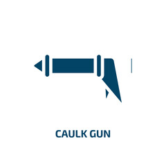 caulk gun icon from construction and tools collection. Filled caulk gun, equipment, tool glyph icons isolated on white background. Black vector caulk gun sign, symbol for web design and mobile apps