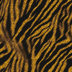 Abstract Hand Drawing Blurred Tie Dye Exotic Tiger Zebra Animal Stripes with Leopard Cheetah Skin Texture Seamless Pattern 