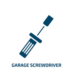garage screwdriver icon from construction tools collection. Filled garage screwdriver, repair, mechanic glyph icons isolated on white background. Black vector garage screwdriver sign, symbol for web
