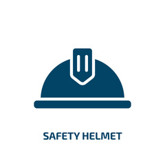 safety helmet icon from construction tools collection. Filled safety helmet, safety, helmet glyph icons isolated on white background. Black vector safety helmet sign, symbol for web design and mobile