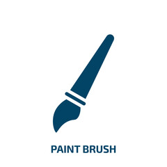 paint brush icon from construction tools collection. Filled paint brush, paint, brush glyph icons isolated on white background. Black vector paint brush sign, symbol for web design and mobile apps