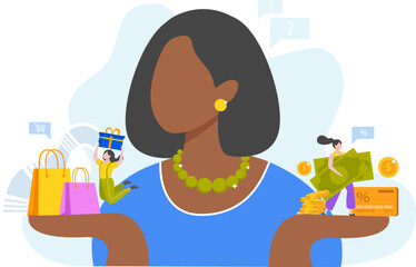 Shopping Woman Flat Composition