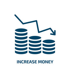 increase money icon from business and finance collection. Filled increase money, diagram, money glyph icons isolated on white background. Black vector increase money sign, symbol for web design and
