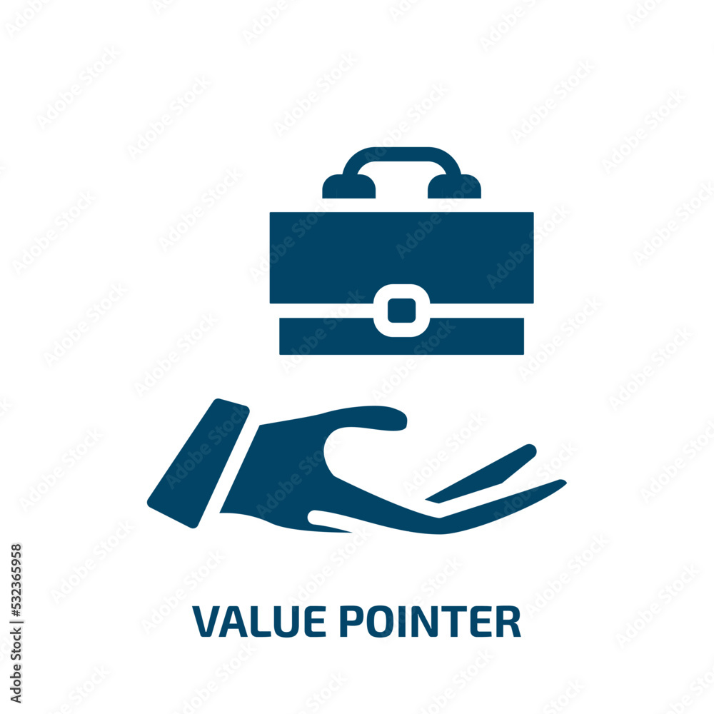 Poster value pointer icon from business collection. Filled value pointer, value, pointer glyph icons isolated on white background. Black vector value pointer sign, symbol for web design and mobile apps
