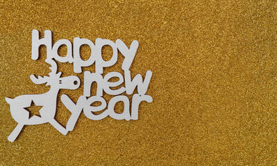 The inscription Happy New Year on a blue festive background.