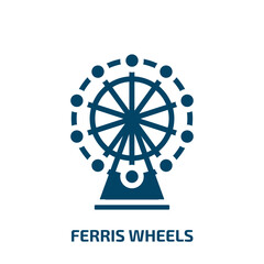 ferris wheels icon from business collection. Filled ferris wheels, wheel, ride glyph icons isolated on white background. Black vector ferris wheels sign, symbol for web design and mobile apps