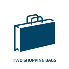 two shopping bags icon from business collection. Filled two shopping bags, gift, shop glyph icons isolated on white background. Black vector two shopping bags sign, symbol for web design and mobile