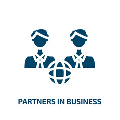 partners in business icon from business collection. Filled partners in business, business, partner glyph icons isolated on white background. Black vector partners in business sign, symbol for web